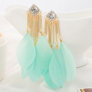 Mint Green Feather Earrings